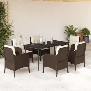 vidaXL Set mobilier de grădină cu perne, 7 piese, maro, poliratan imagine