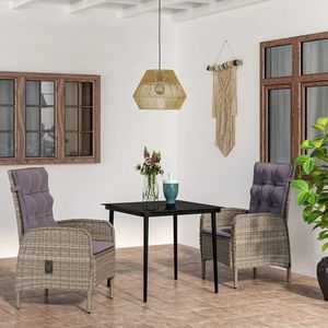 vidaXL Set mobilier de grădină, cu perne, 3 piese, gri și negru imagine