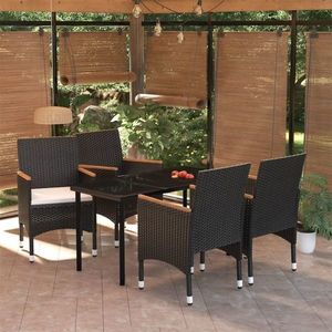 vidaXL Set masă pentru grădină, 5 piese, cu perne, negru imagine