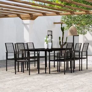 vidaXL Set mobilier de grădină, 9 piese, negru imagine
