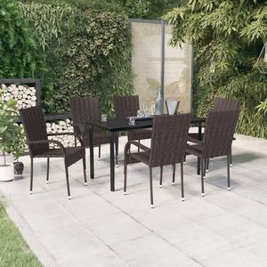 vidaXL Set mobilier de grădină, 7 piese, maro și negru imagine
