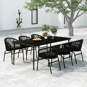 vidaXL Set de servit masa pentru grădină, 7 piese, negru imagine