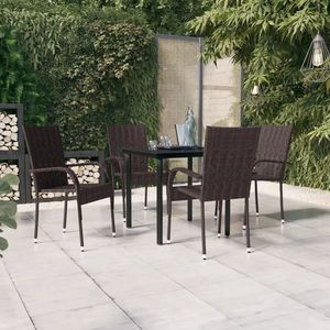 vidaXL Set mobilier de grădină, 5 piese, maro și negru imagine