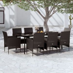 vidaXL Set mobilier de grădină cu perne, 9 piese, negru imagine
