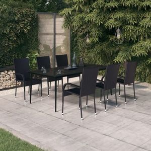 vidaXL Set mobilier de grădină, negru, 7 piese imagine