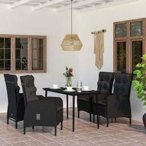vidaXL Set masă pentru grădină, 5 piese, cu perne, negru imagine