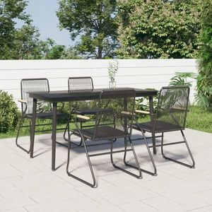 vidaXL Set mobilier de grădină, 5 piese, negru, ratan PVC imagine