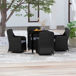 vidaXL Set masă pentru grădină, 5 piese, cu perne, negru imagine