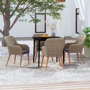 vidaXL Set de servit masa pentru grădină, 5 piese, cu perne, maro imagine