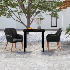 vidaXL Set mobilier de grădină cu perne, 3 piese, negru imagine