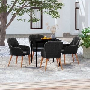 vidaXL Set masă pentru grădină, 5 piese, cu perne, negru imagine