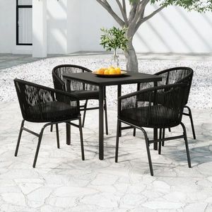 vidaXL Set de servit masa pentru grădină, 5 piese, negru imagine