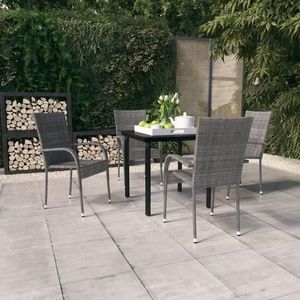 vidaXL Set mobilier de grădină, 5 piese, gri și negru imagine