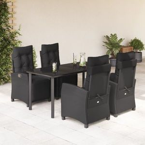 vidaXL Set mobilier de grădină cu perne, 5 piese, negru, poliratan imagine