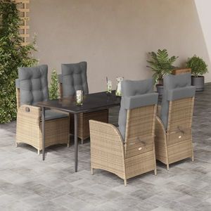 vidaXL Set mobilier de grădină cu perne, 5 piese, bej, poliratan imagine