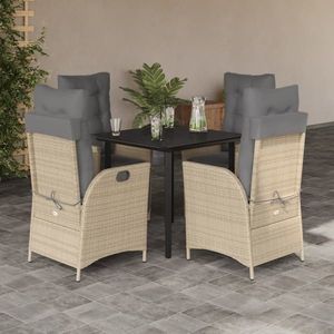 vidaXL Set mobilier de grădină cu perne, 5 piese, bej, poliratan imagine