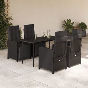 vidaXL Set mobilier de grădină cu perne, 5 piese, negru, poliratan imagine