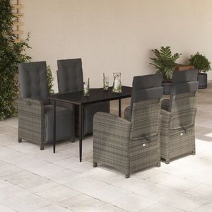 vidaXL Set mobilier de grădină cu perne, 5 piese, gri, poliratan imagine