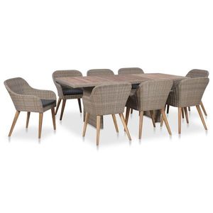 vidaXL Set mobilier de exterior cu perne, 9 piese, poliratan imagine