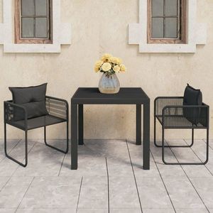 vidaXL Set mobilier masă de grădină, 3 piese, negru, ratan PVC imagine