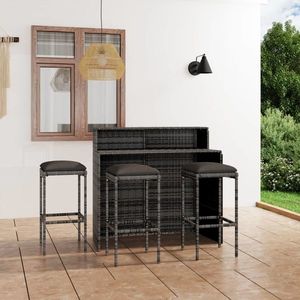 vidaXL Set mobilier bar de grădină cu perne, 4 piese, gri imagine