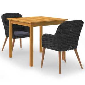 vidaXL Set mobilier de grădină, 3 piese, negru imagine