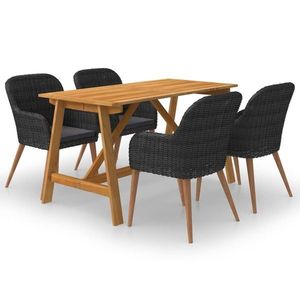vidaXL Set mobilier de grădină, 5 piese, negru imagine