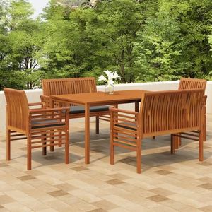 vidaXL Set mobilier de exterior cu perne, 5 piese, lemn masiv acacia imagine