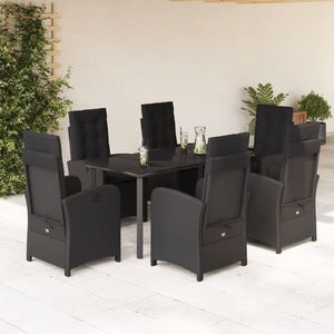 vidaXL Set mobilier de grădină cu perne, 7 piese, negru, poliratan imagine