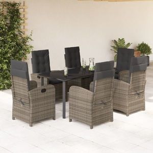 vidaXL Set mobilier de grădină cu perne, 7 piese, gri, poliratan imagine