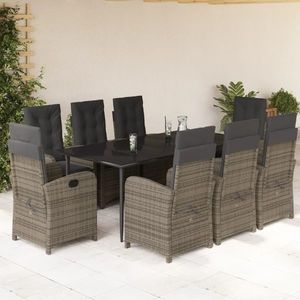 vidaXL Set mobilier grădină cu perne, 9 piese, gri, poliratan imagine