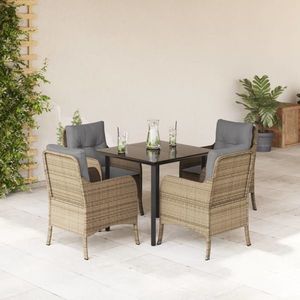 vidaXL Set mobilier de grădină cu perne, 5 piese, bej, poliratan imagine