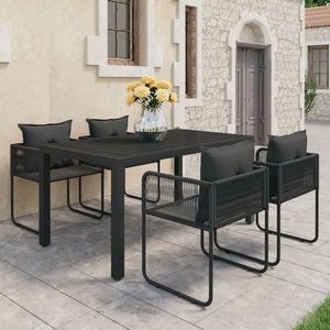 vidaXL Set mobilier de grădină, 5 piese, negru, ratan PVC imagine