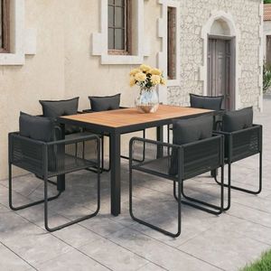 vidaXL Set mobilier masă de grădină, 7 piese, negru și maro, ratan PVC imagine