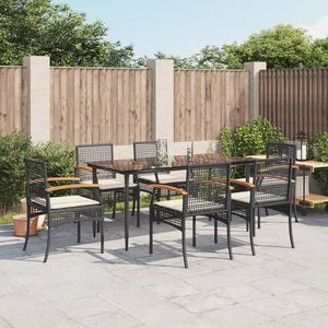 vidaXL Set mobilier de grădină cu perne, 7 piese, negru, poliratan imagine