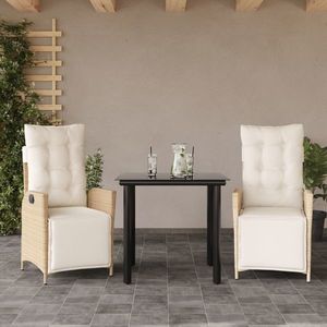 vidaXL Set mobilier de grădină cu perne, 3 piese, bej, poliratan imagine