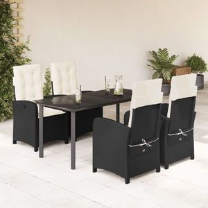 vidaXL Set mobilier de grădină cu perne, 5 piese, negru, poliratan imagine