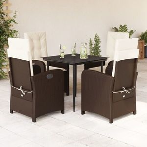 vidaXL Set mobilier de grădină, 5 piese, cu perne, maro, poliratan imagine