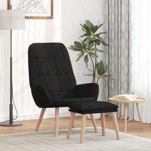 vidaXL Scaun de relaxare cu taburet, negru, textil imagine