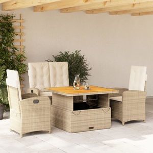 vidaXL Set canapele de grădină, 4 piese, cu perne, bej, poliratan imagine