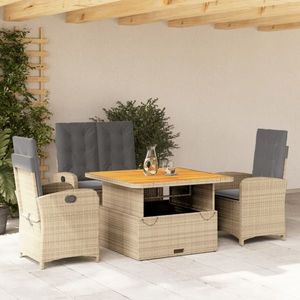 vidaXL Set canapele de grădină, 4 piese, cu perne, bej, poliratan imagine