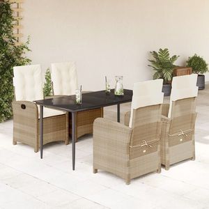 vidaXL Set mobilier de grădină cu perne, 5 piese, bej, poliratan imagine