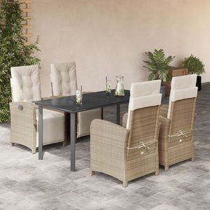 vidaXL Set mobilier de grădină cu perne, 5 piese, bej, poliratan imagine