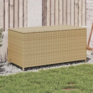 vidaXL Ladă depozitare de grădină, bej combinat, 190 L, poliratan imagine
