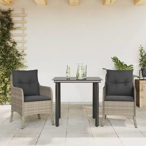 vidaXL Set mobilier de grădină cu perne, 3 piese, gri deschis, poliratan imagine