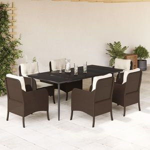 vidaXL Set mobilier de grădină cu perne, 7 piese, maro, poliratan imagine