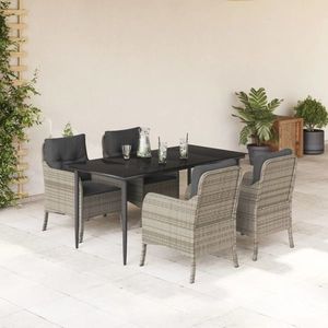 vidaXL Set mobilier de grădină cu perne, 5 piese gri deschis poliratan imagine