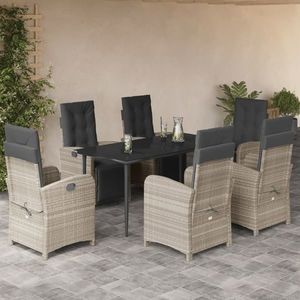 vidaXL Set mobilier de grădină cu perne, 7 piese gri deschis poliratan imagine