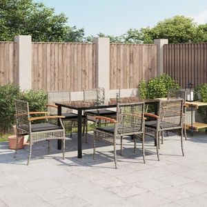 vidaXL Set mobilier de grădină cu perne, 7 piese, gri, poliratan imagine