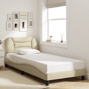 vidaXL Cadru de pat fără saltea cremă 90x200 cm țesătură imagine
